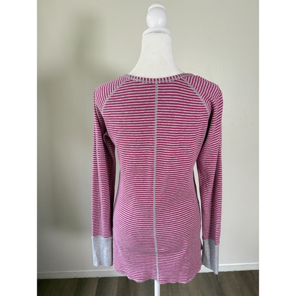 Lululemon Pink Gray Stripe Reversible Long Sleeve Tunic Shirt Women Sz 6 Casual - Picture 5 of 16